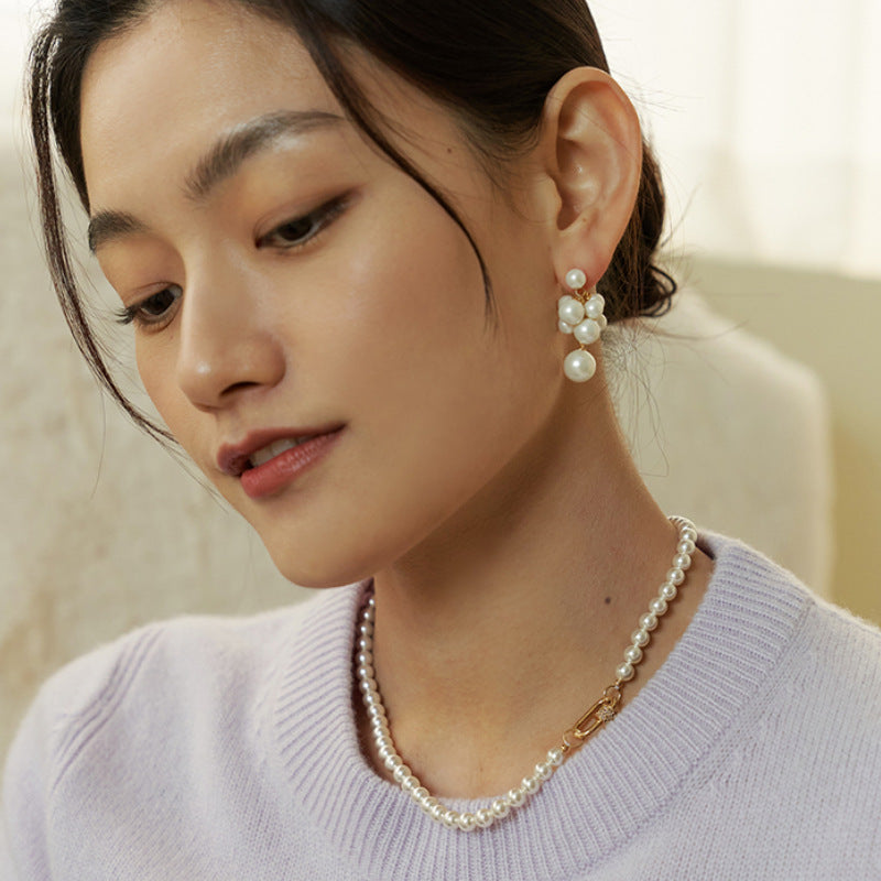 Brass Freshwater Pearl Earring Studs