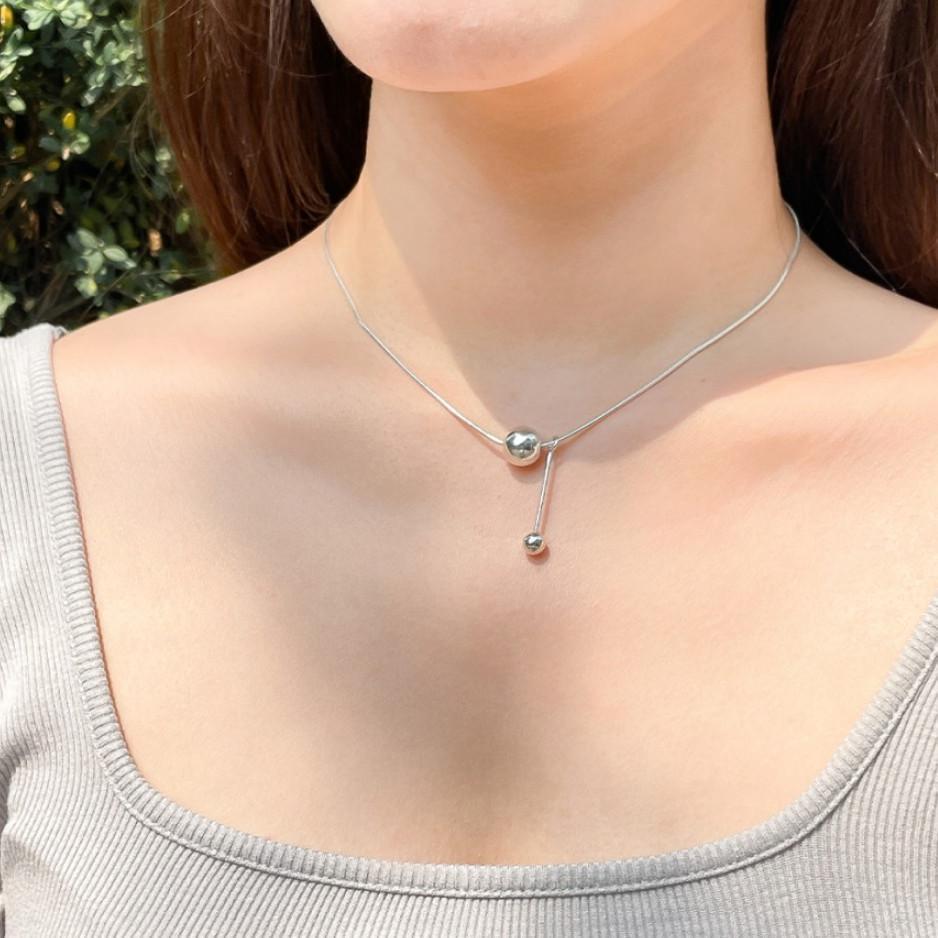 925 Sterling Silver Ball Bead Pendant Necklace