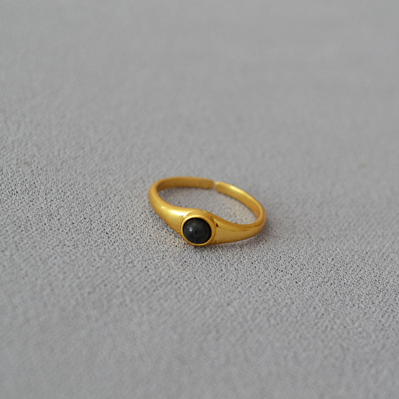 Brass Natural Stone Adjustable Ring