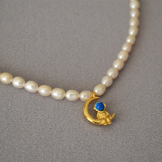 Brass Freshwater Pearl Necklace
