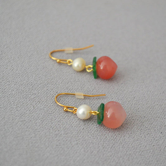 Brass Peach Pearl Earrings