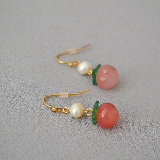 Brass Peach Pearl Earrings