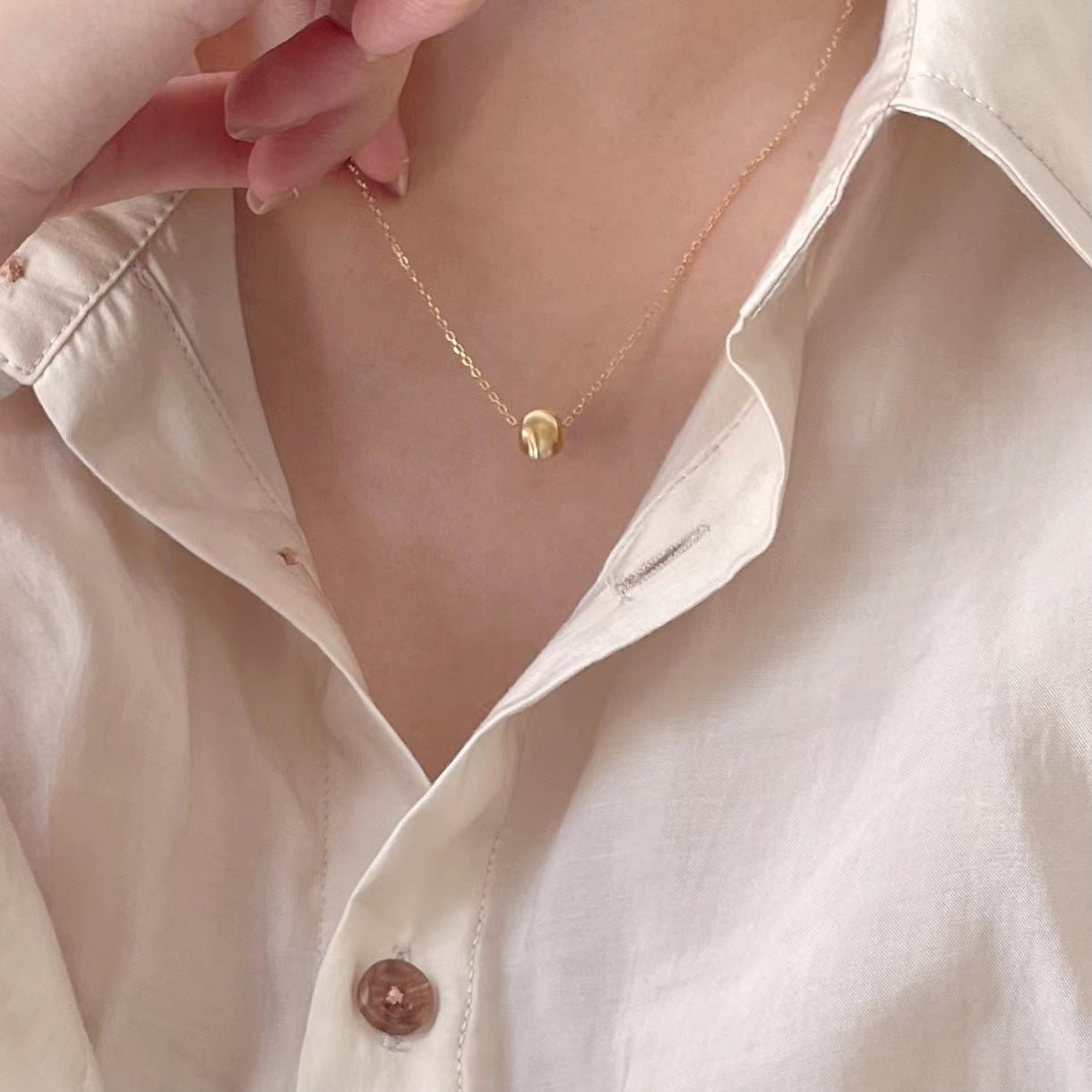 925 Sterling Silver Ball Bead Pendant Necklace
