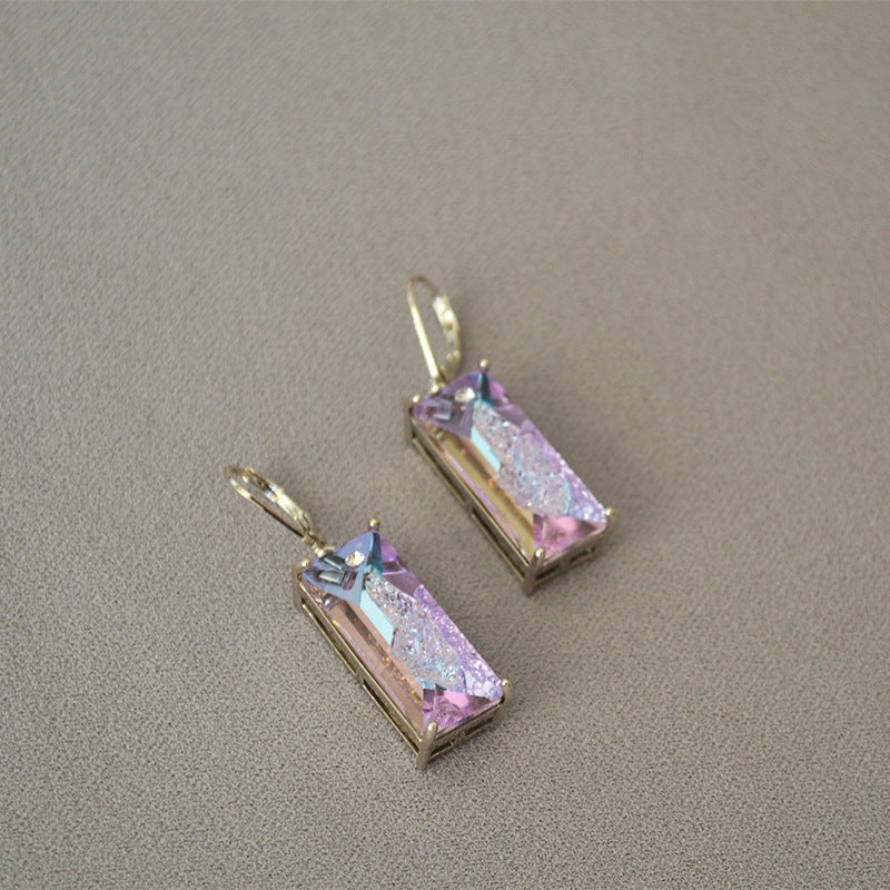 Brass Square Zircon Earrings