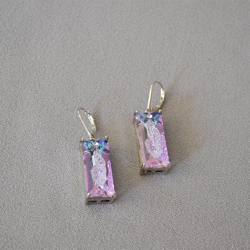Brass Square Zircon Earrings