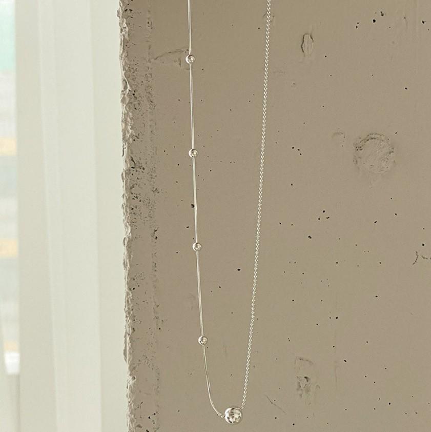 925 Sterling Silver Ball Bead Pendant Necklace
