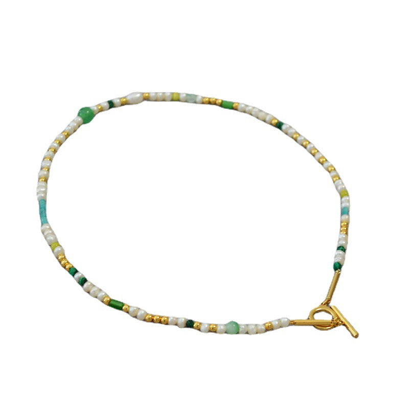 Brass Freshwater Pearl Beaded OT Necklace