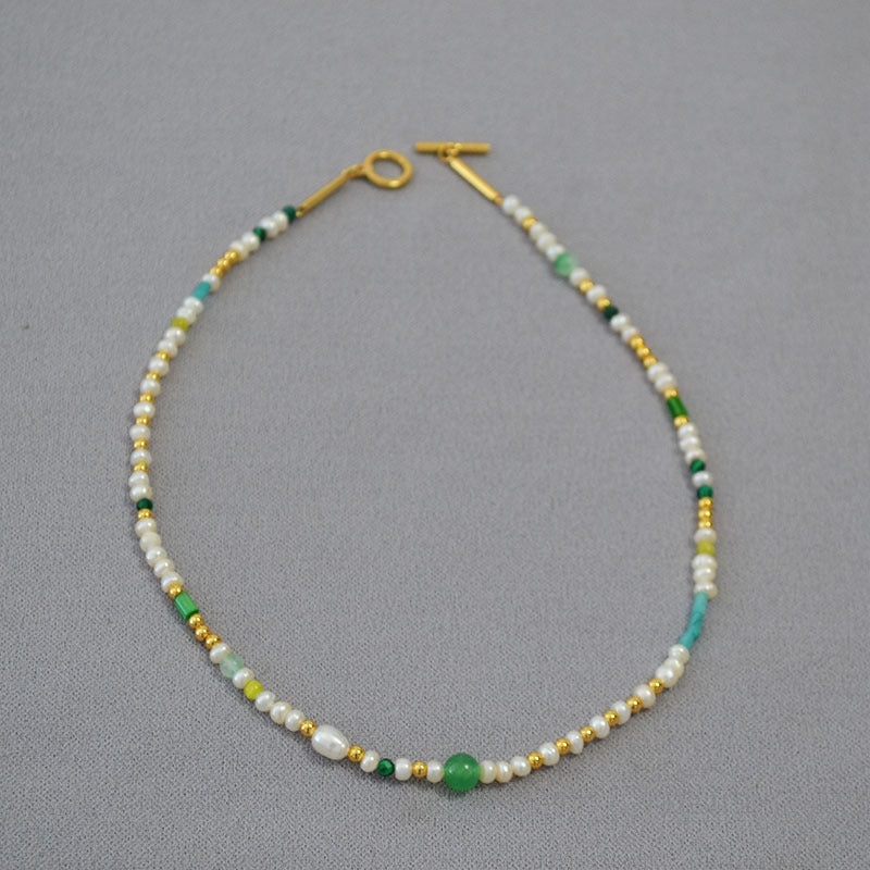 Brass Freshwater Pearl Beaded OT Necklace