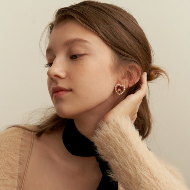 Brass Heart Shape Stud Earrings