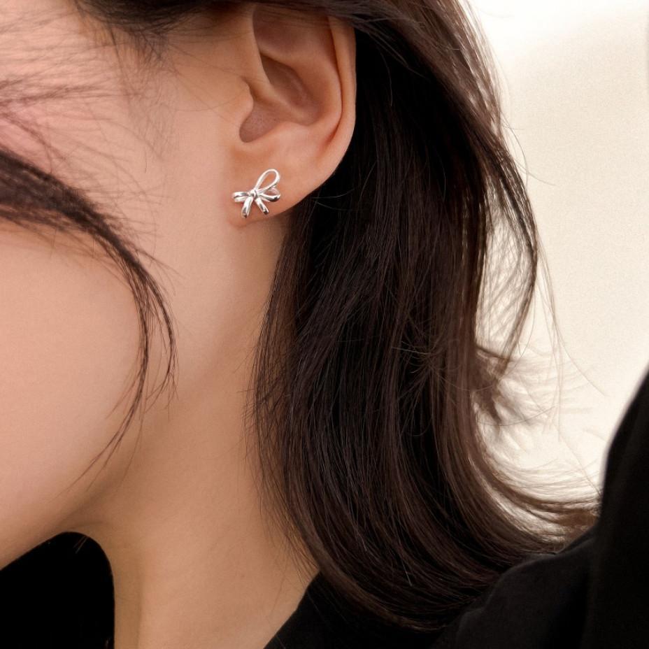925 Sterling Silver Bow Tie Earrings