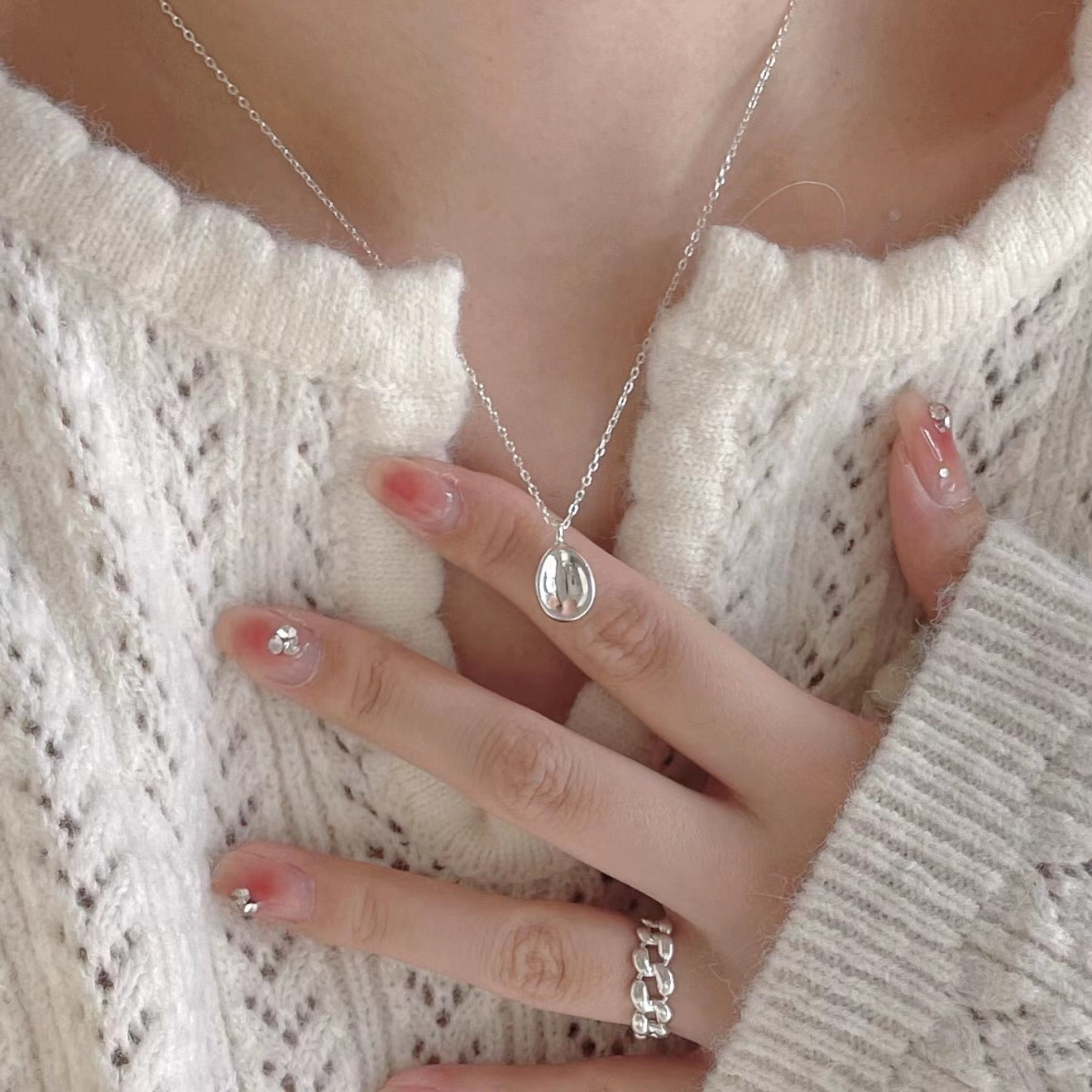 925 Sterling Silver Trendy Pendant Necklace