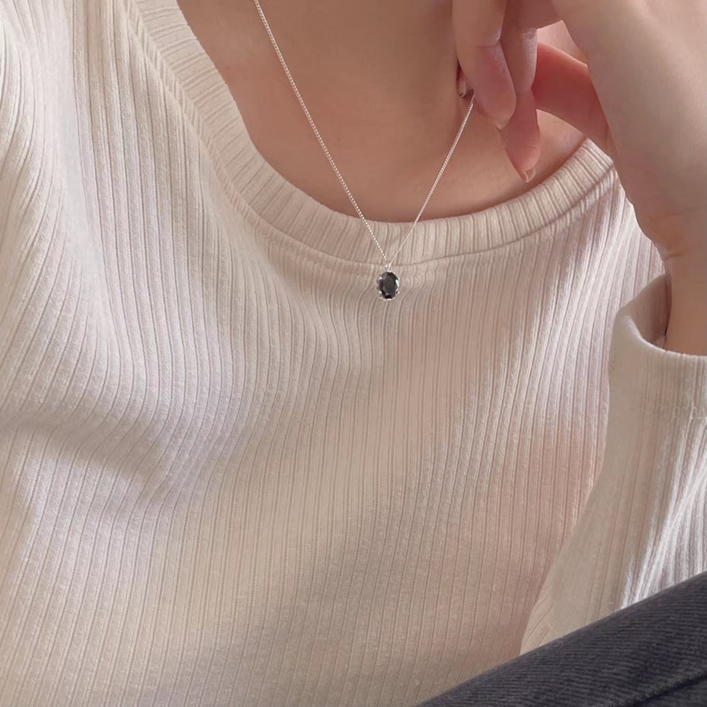 925 Sterling Silver Onyx Pendant Necklace