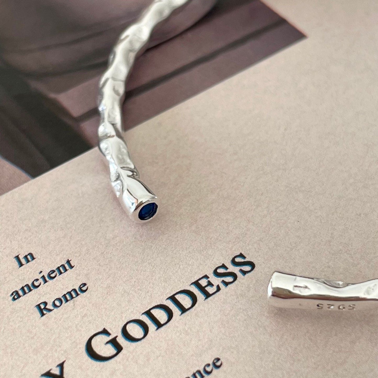 925 Sterling Silver Textured Open Bracelet Bangle