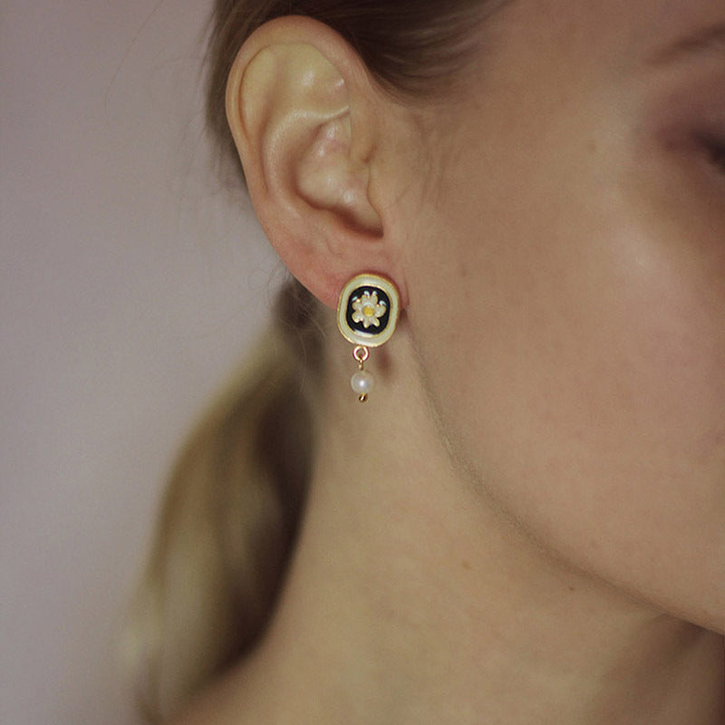 Brass And Enamal Earrings