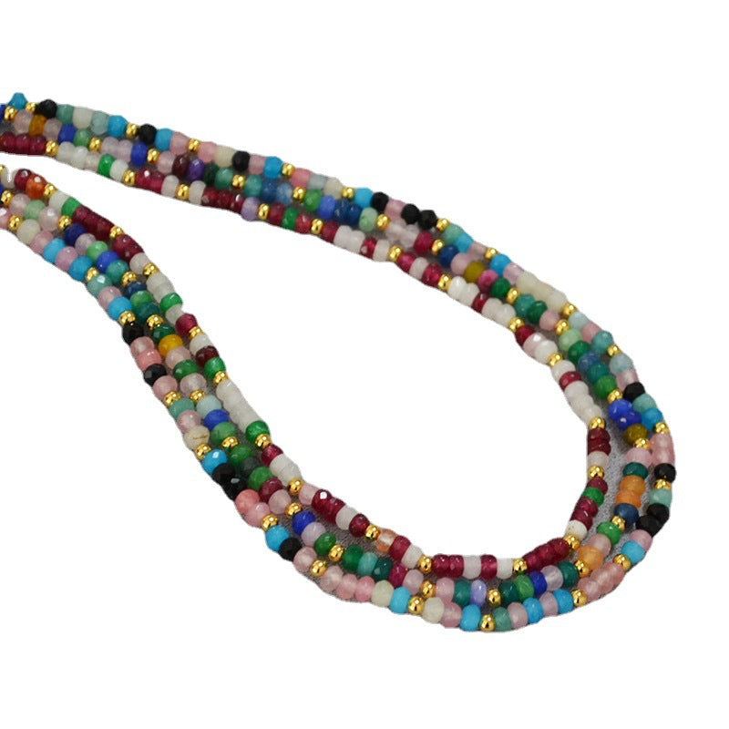 Brass Natural Stone Beaded Necklace