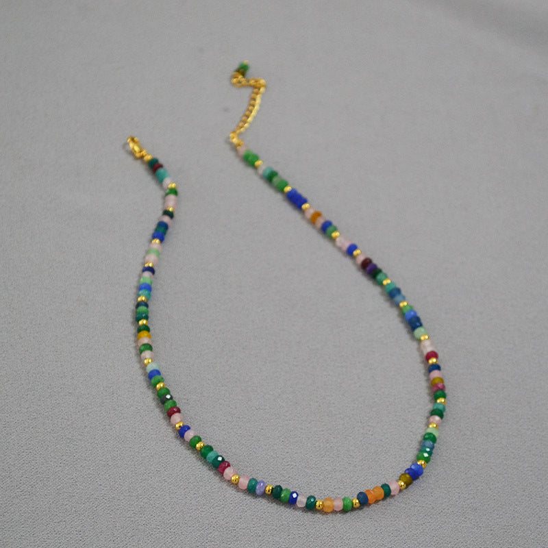 Brass Natural Stone Beaded Necklace