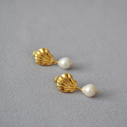 Brass Freshwater Pearl Earrings