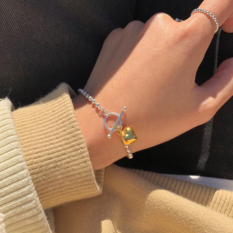 925 Sterling Silver Heart Ball Chain Necklace