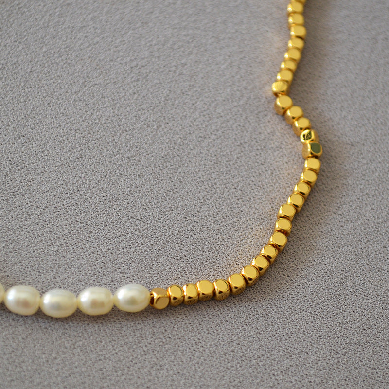 Brass Freshwater Pearl Beaded Necklace