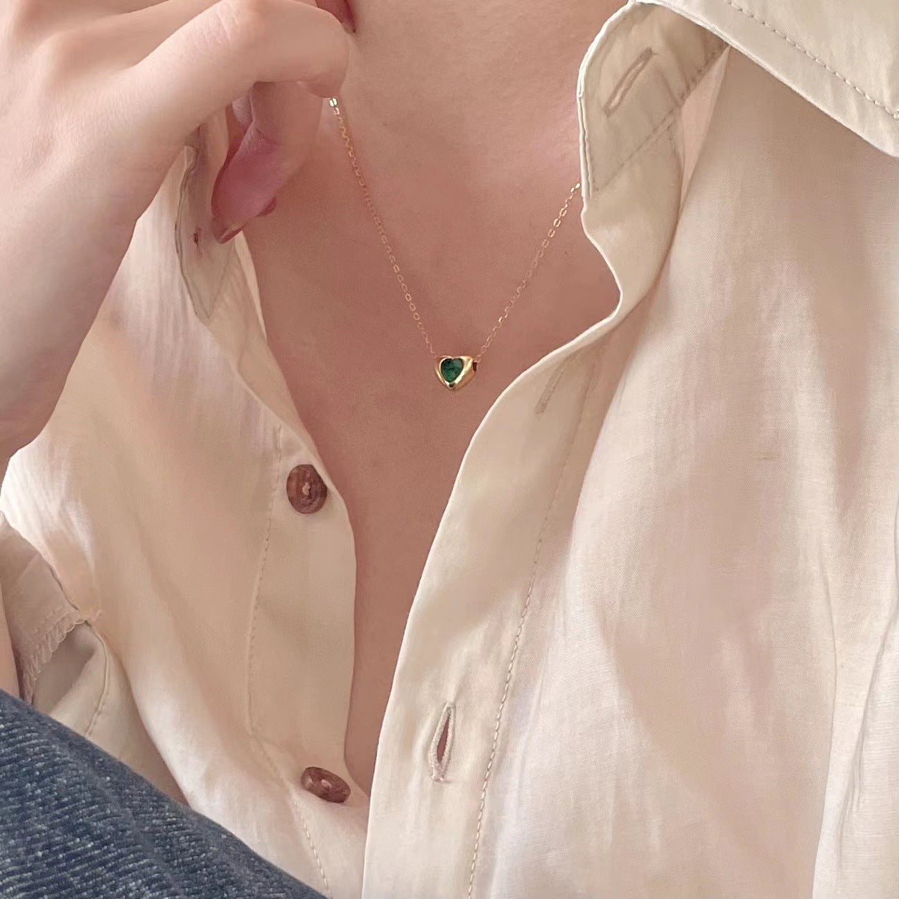 925 Sterling Silver Natural Stone Heart Pendant Necklace