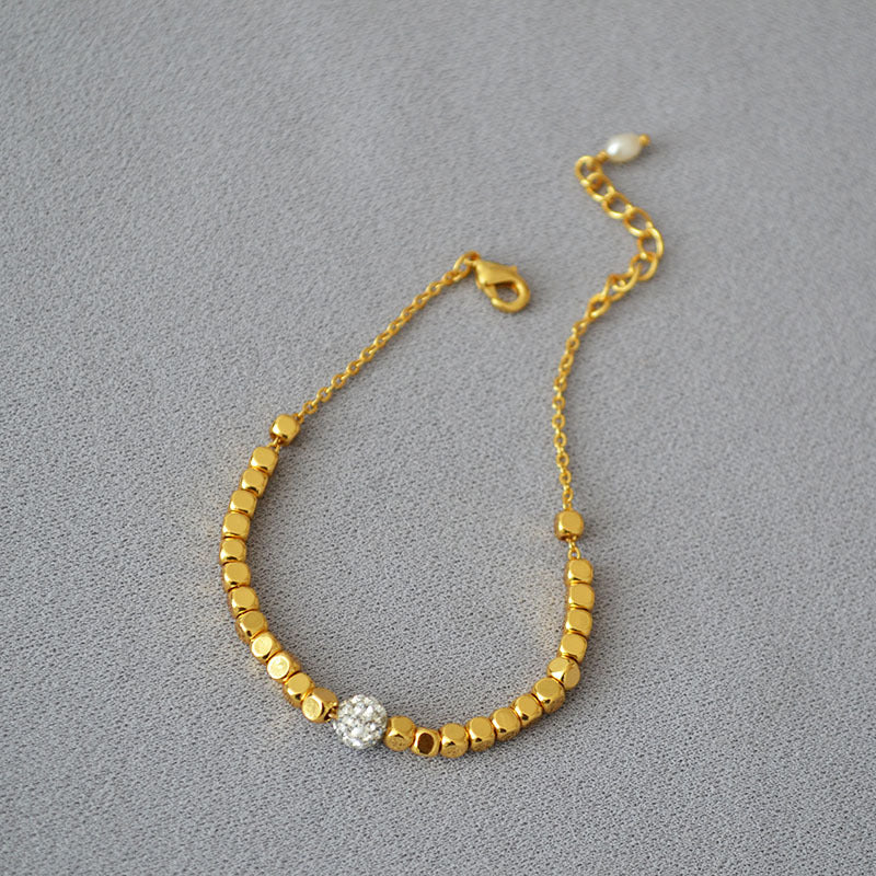 Brass Beaded Charm Ball Bracelet Bangle