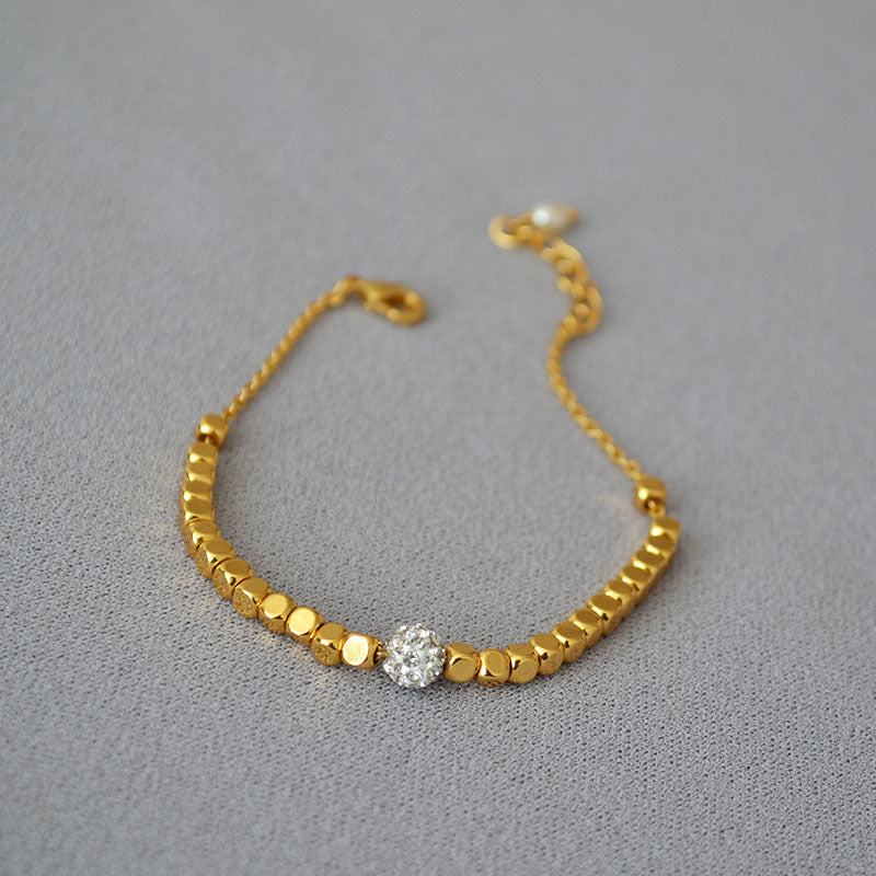 Brass Beaded Charm Ball Bracelet Bangle