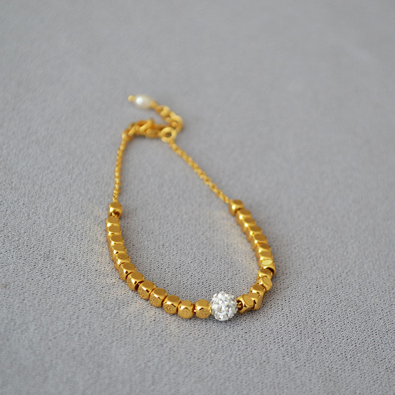 Brass Beaded Charm Ball Bracelet Bangle