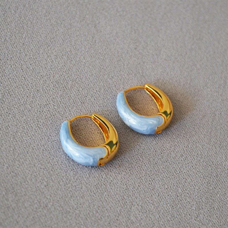 Fashion Brass Asymmetrical Earrings With Enemal