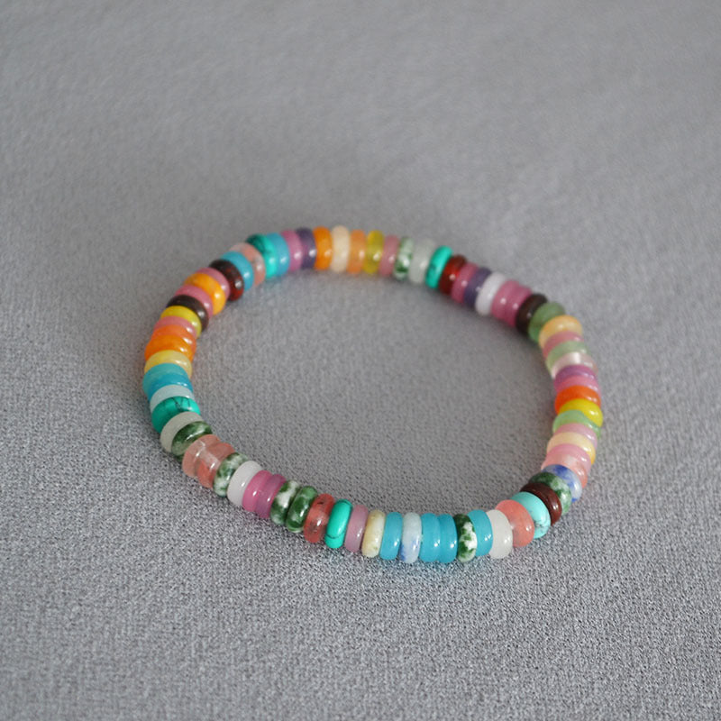 Brass Colorful Bead Bracelet Bangle