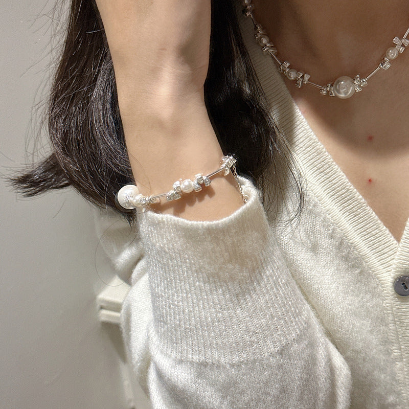 925 Sterling Silver Pearl Bracelet Bangle