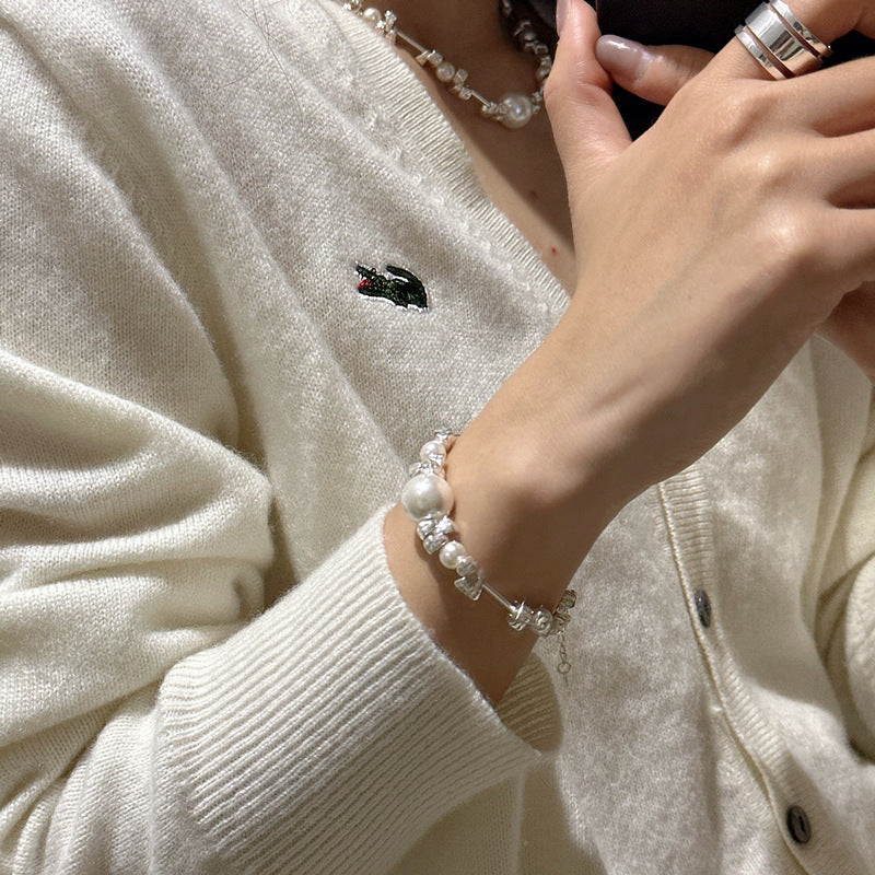 925 Sterling Silver Pearl Bracelet Bangle