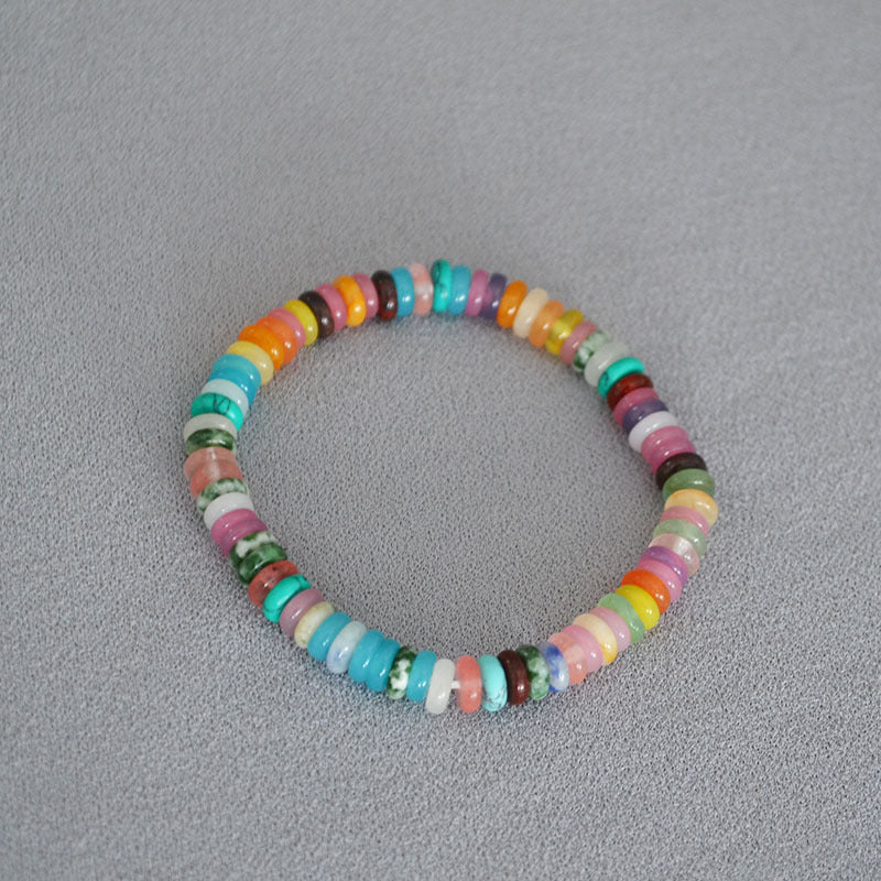 Brass Colorful Bead Bracelet Bangle