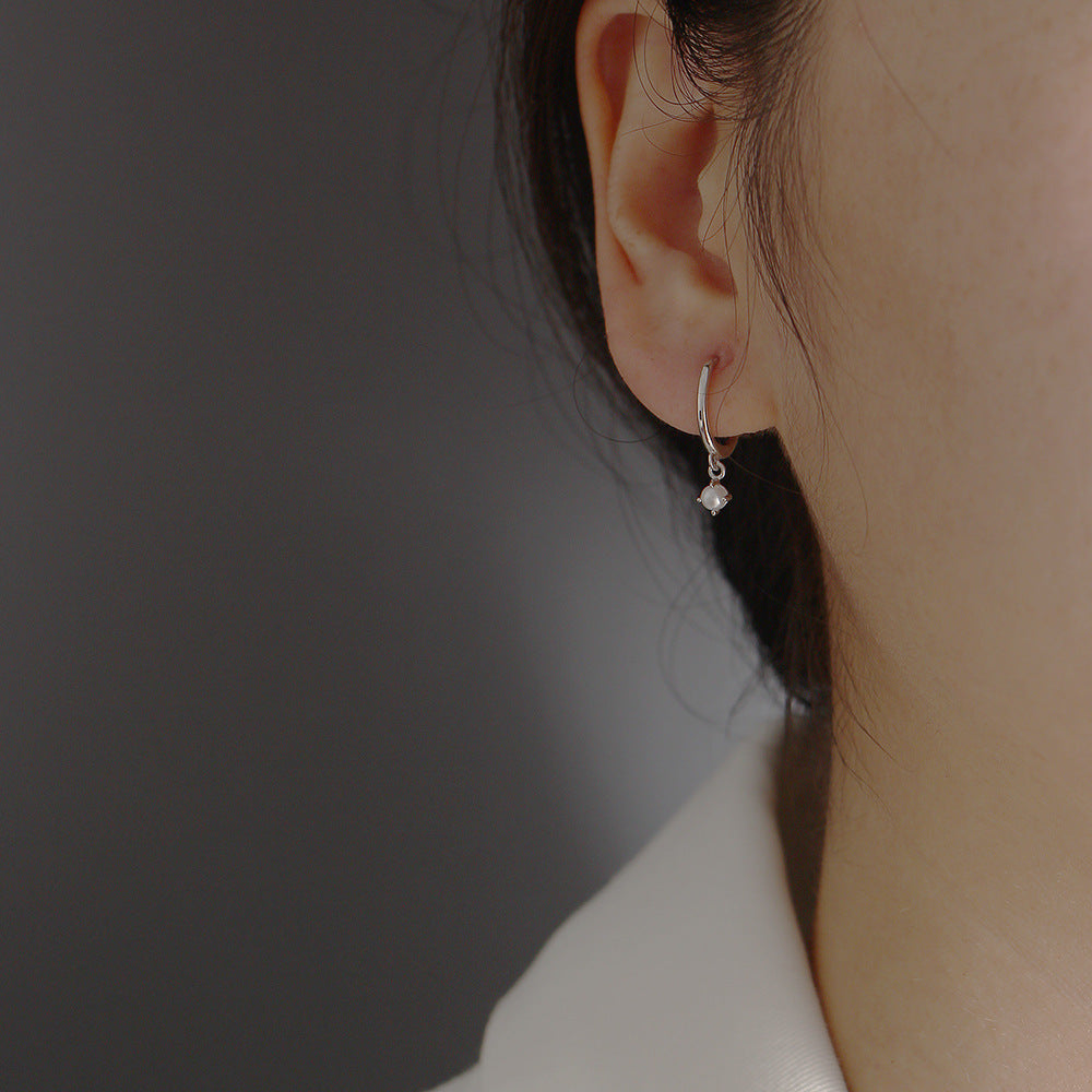 925 Sterling Sliver Drop Hoop Earrings