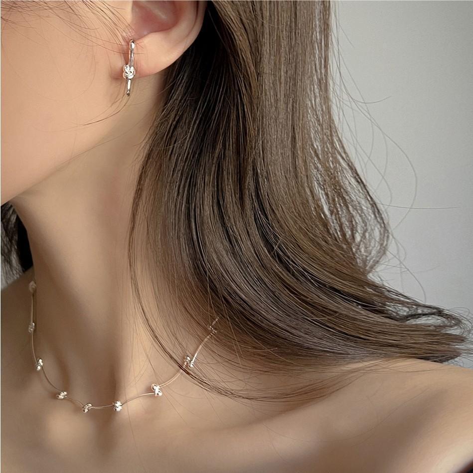 925 Sterling Silver E Shape Stud Earrings