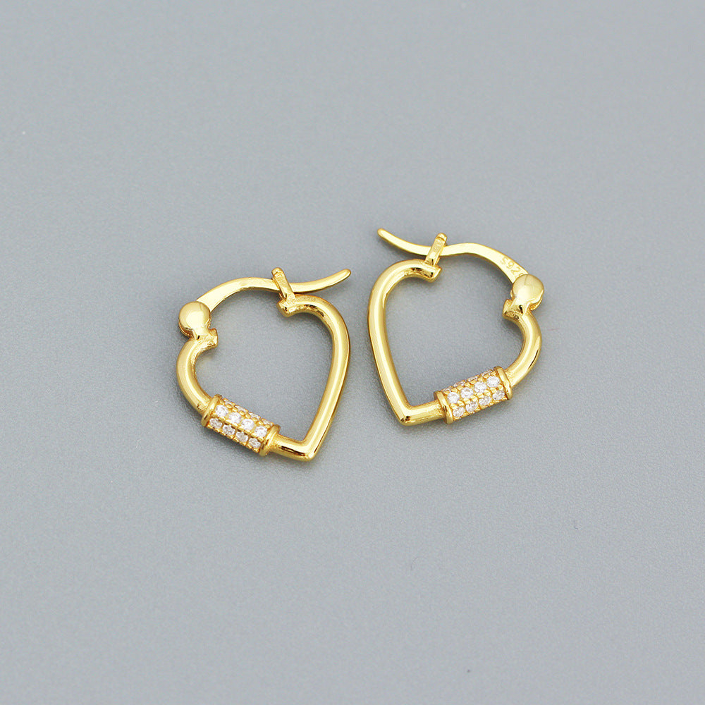 925 Sterling Silver CZ Heart Earrings