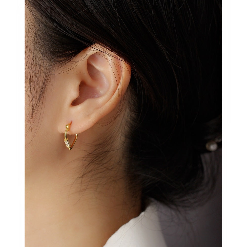 925 Sterling Silver CZ Heart Earrings