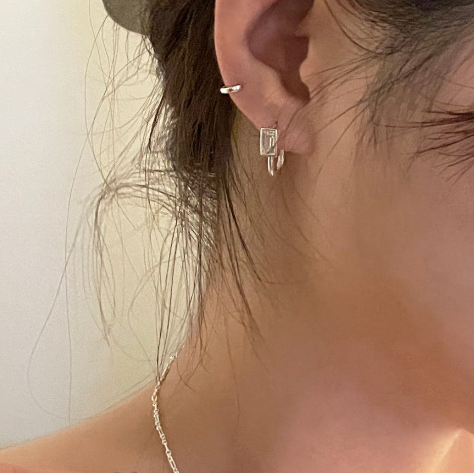 925 Sterling Silver Square Stone Earrings