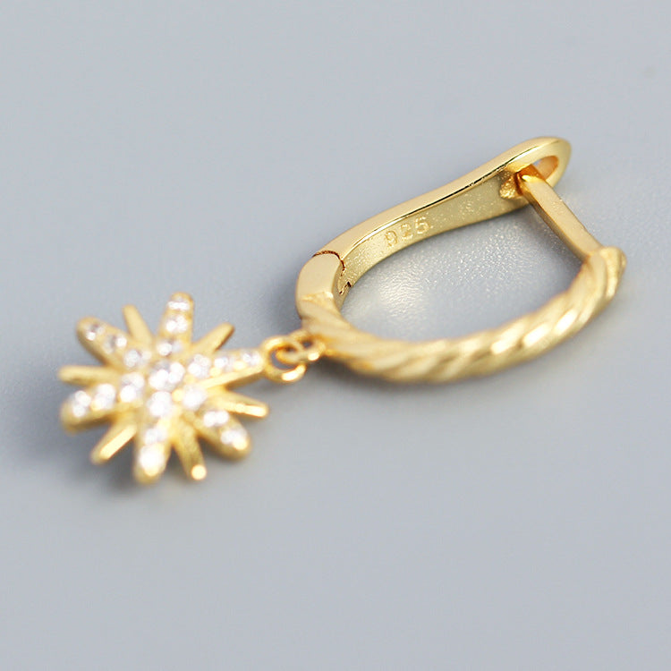 925 Sterling Silver Hexagram Charm Hoop Earrings