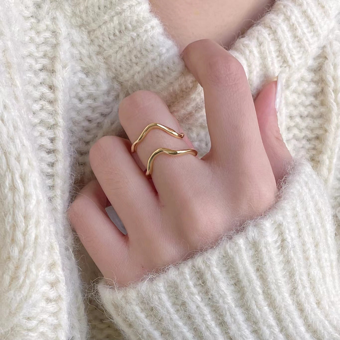 925 Sterling Silver Layered Simple Ring