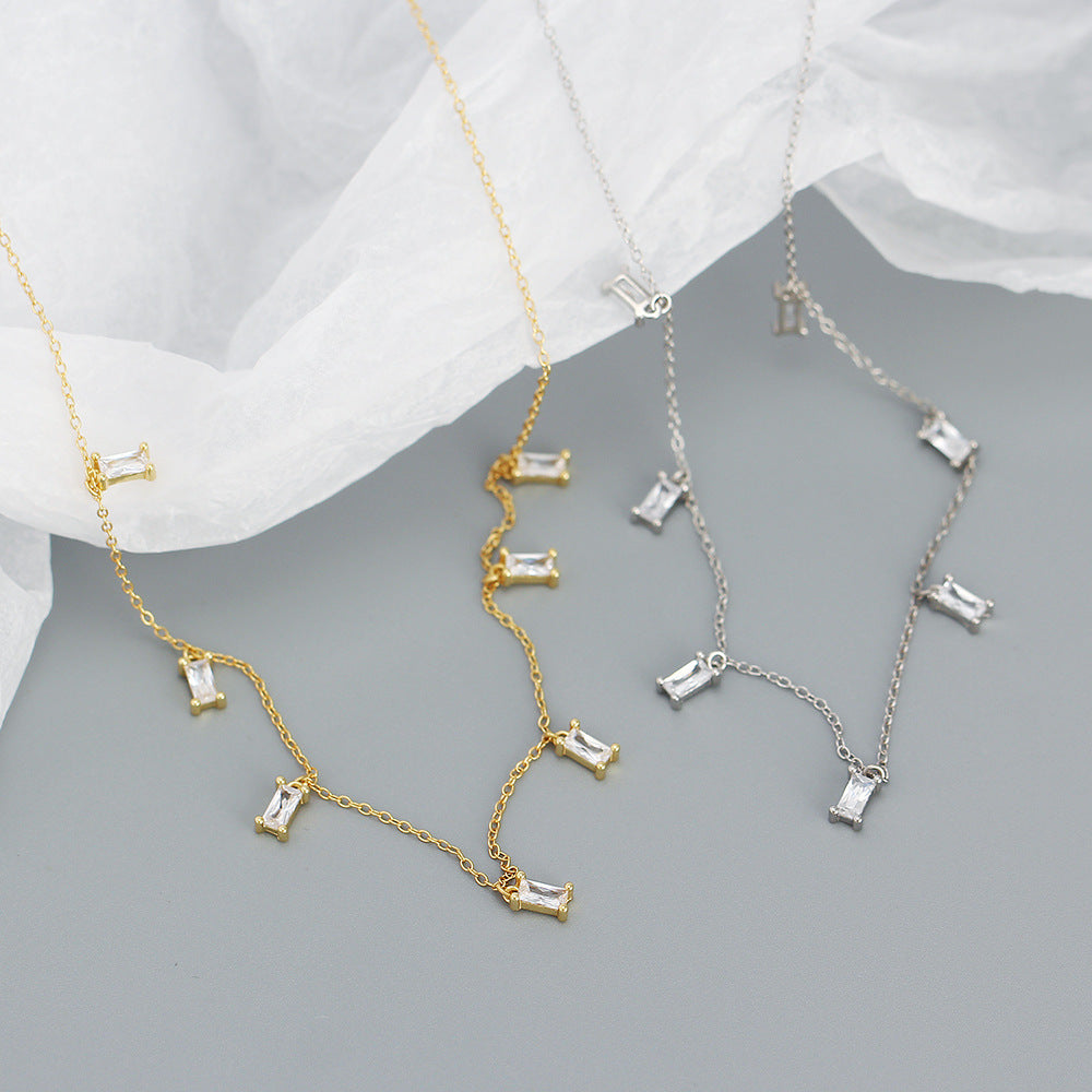 925 Sterling Silver CZ Charm Necklace
