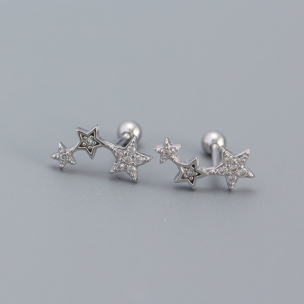 925 Sterling Silver Star CZ Earring Studs