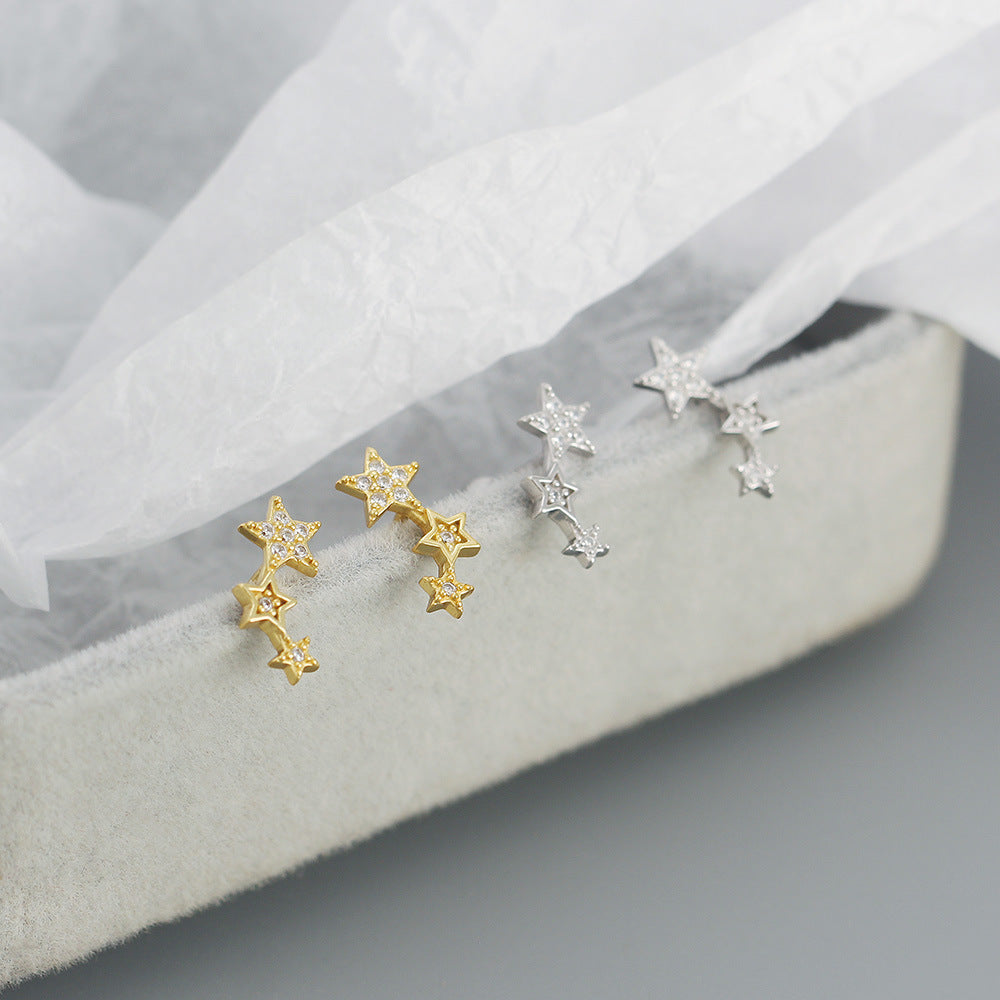 925 Sterling Silver Star CZ Earring Studs