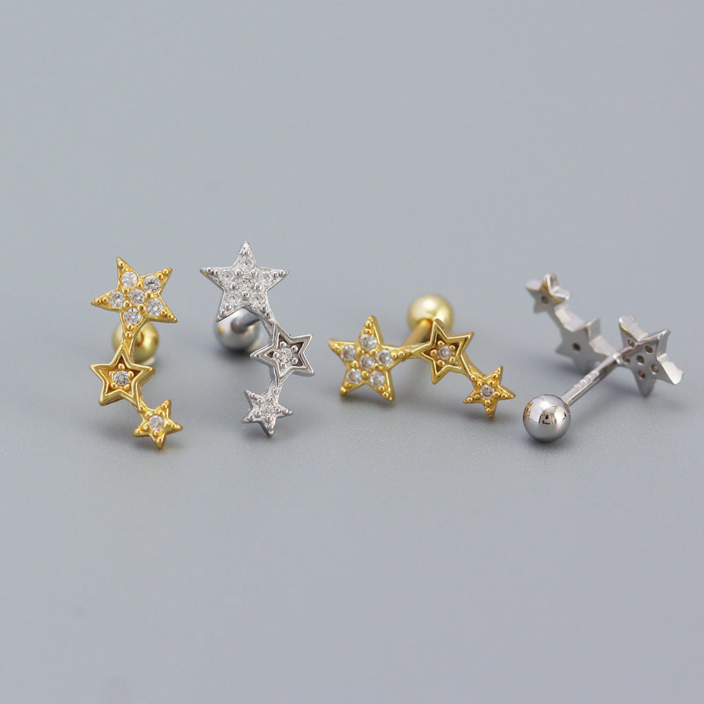 925 Sterling Silver Star CZ Earring Studs