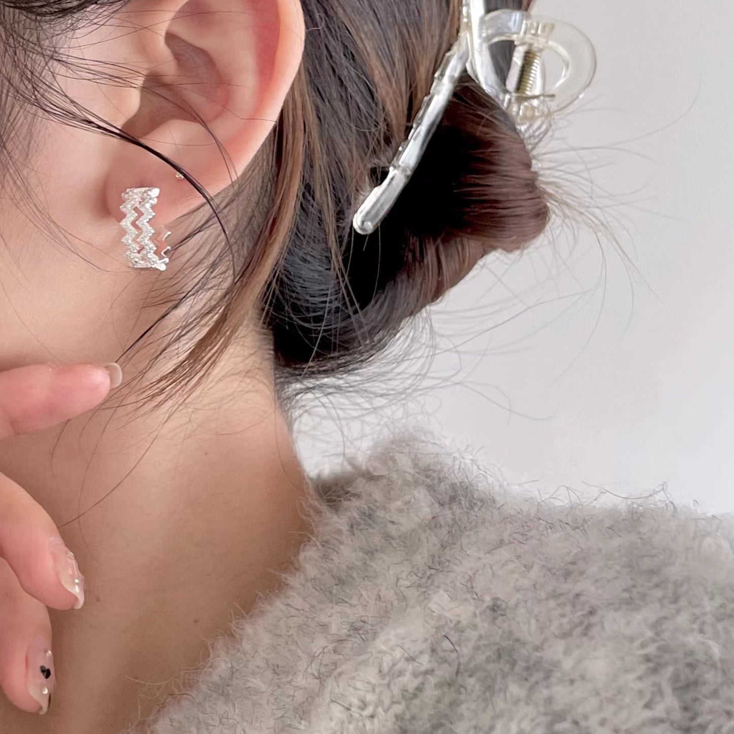925 Sterling Silver Wave Shape Earrings