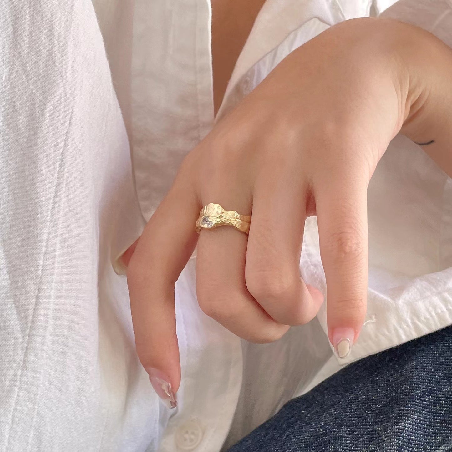 925 Sterling Silver Lava Texture Ring