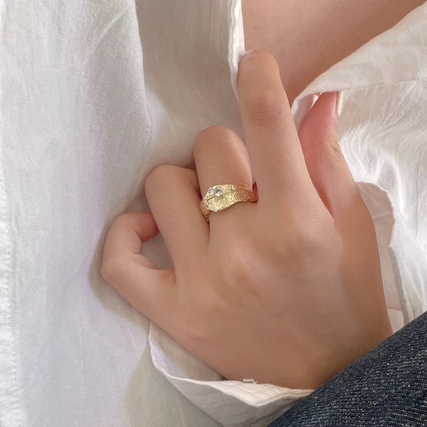 925 Sterling Silver Lava Texture Ring