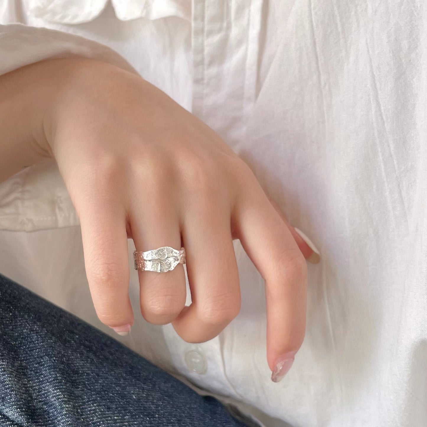 925 Sterling Silver Lava Texture Ring