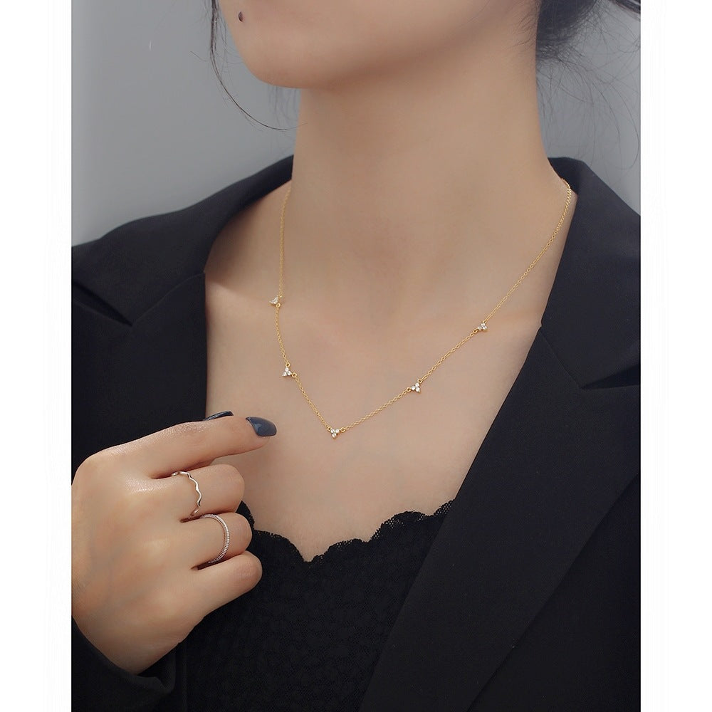 925 Sterling Silver Simple CZ Necklace