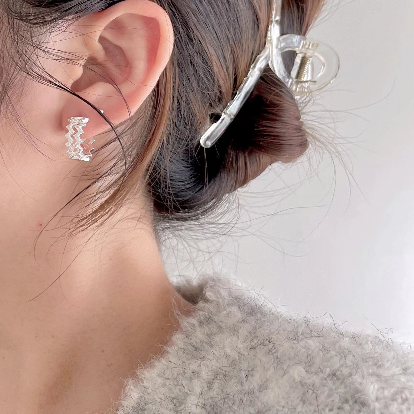 925 Sterling Silver Wave Shape Earrings