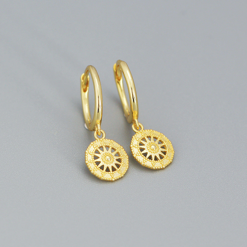 925 Sterling Silver Hexagram Charm Hoop Earrings